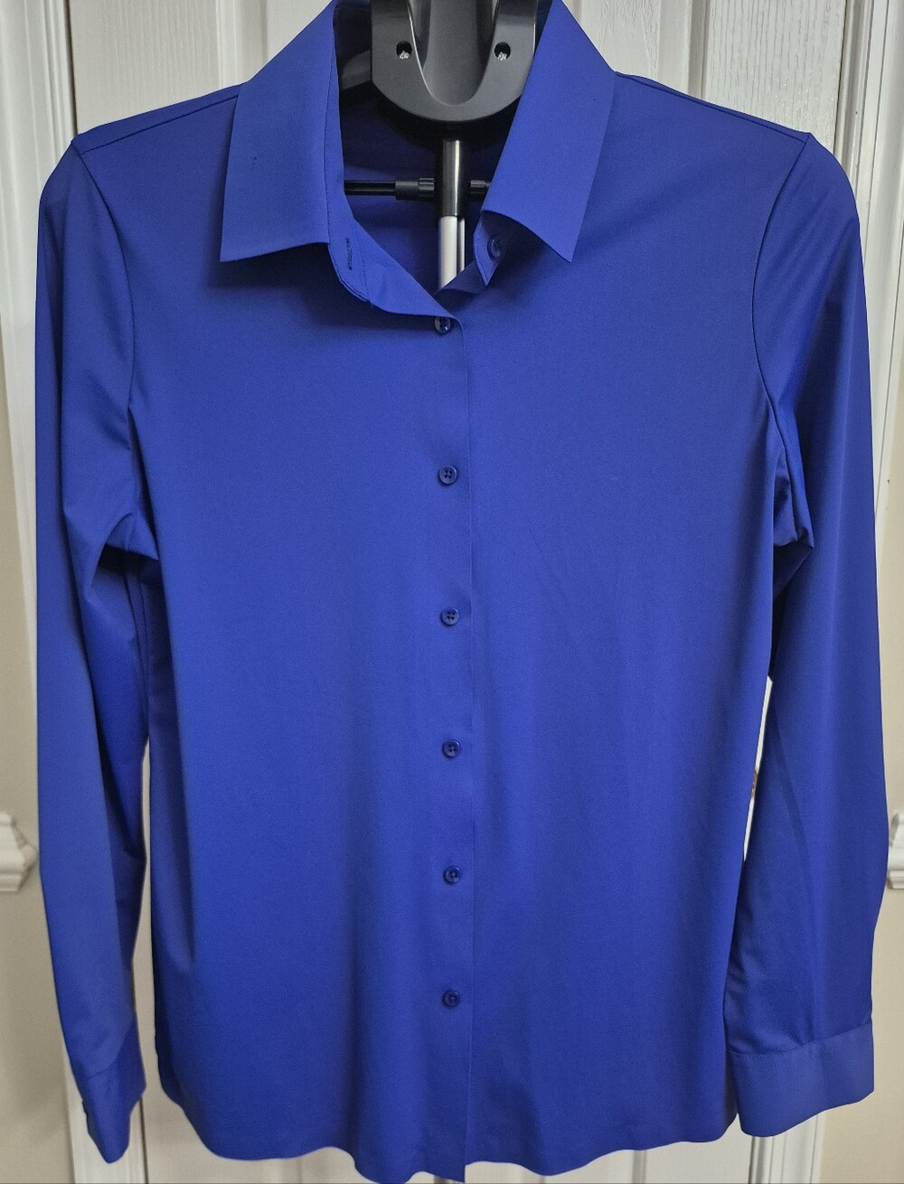 Design In Paris Royal Blue Long Sleeve Button Down Shirt - Size L | Luxury